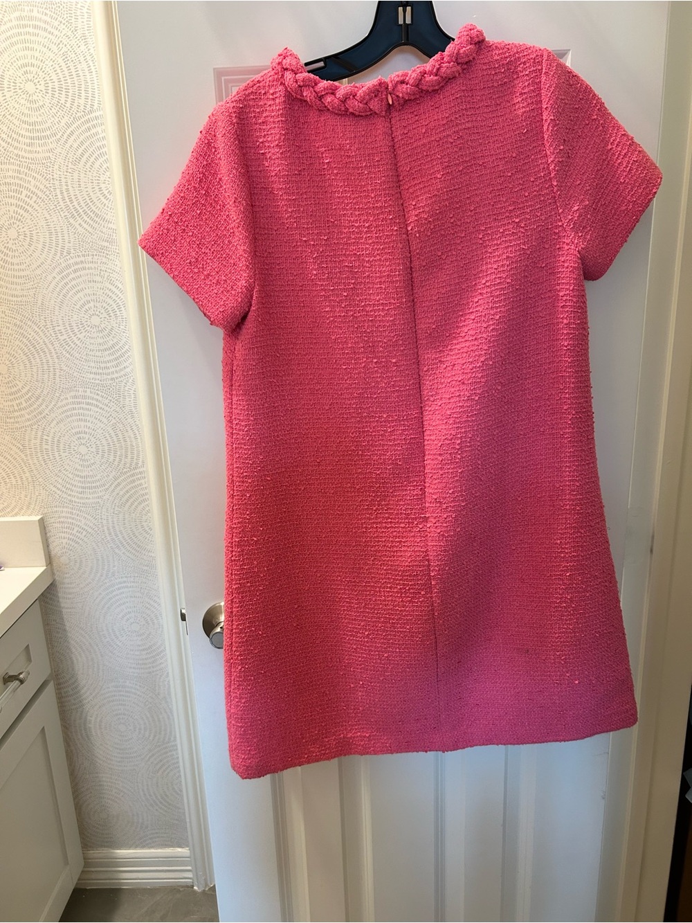 Tuckernuck Bright Pink Tweed Shift Dress with Braided Trim - Picture 3 of 4